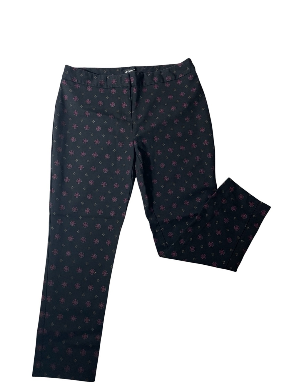 B8- Crop Emma Classic Liz Claiborne Career Black Pants with Subtle Pink Accent